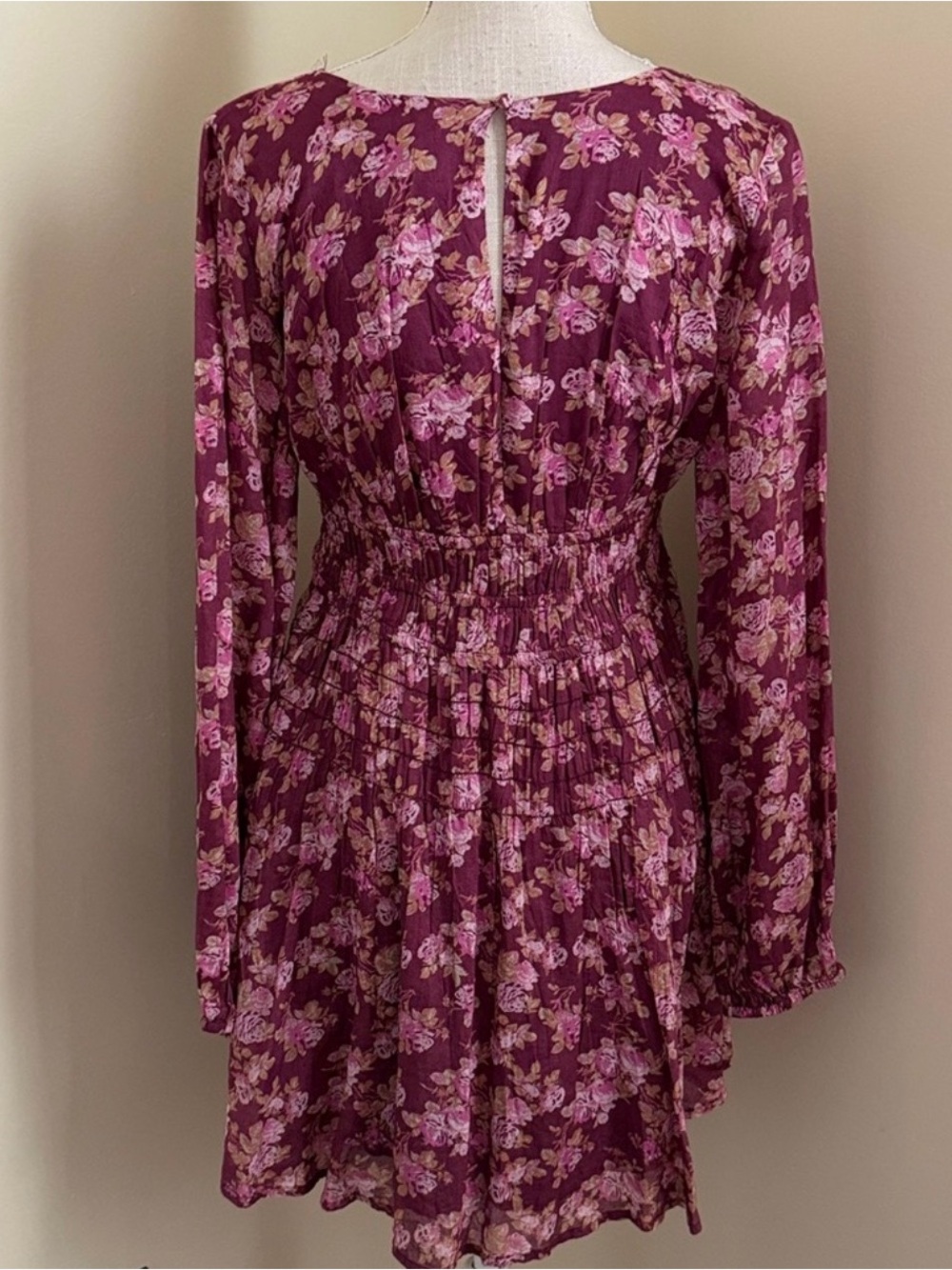 Free People Floral V-Neck Long Sleeve Mini Dress - Picture 8 of 12